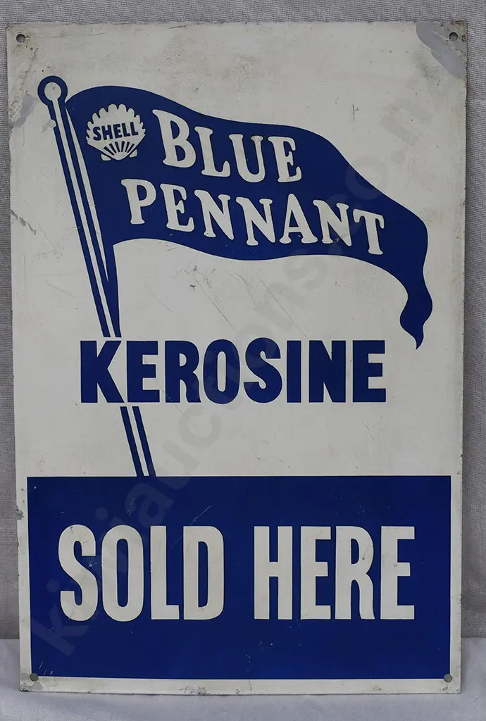 SHELL BLUE PENNANT KEROSINE TIN SIGN Image 1++