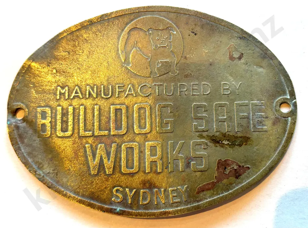 BULLDOG SAFE WORKS SYDNEY BRASS SAFE PLATE Image 1++