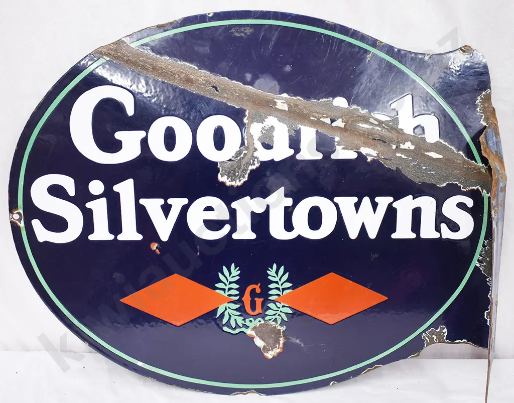 GOODRICH SILVERTOWNS DOUBLE SIDED ENAMEL SIGN Image 1++
