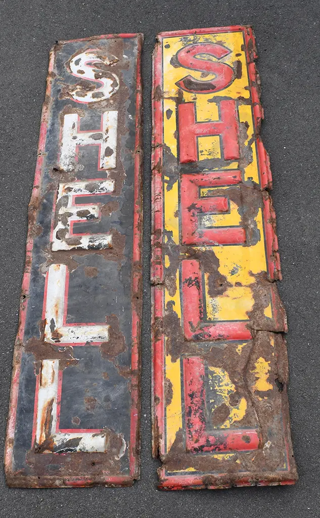 SHELL EARLY PRESSED STEEL SIGNS Image 1++