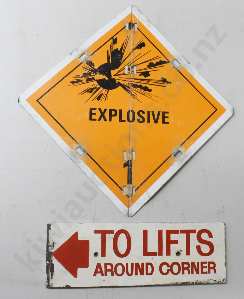 EXPLOSIVE TRUCK SAFETY SIGN, TO LIFTS SIGN Image 1++