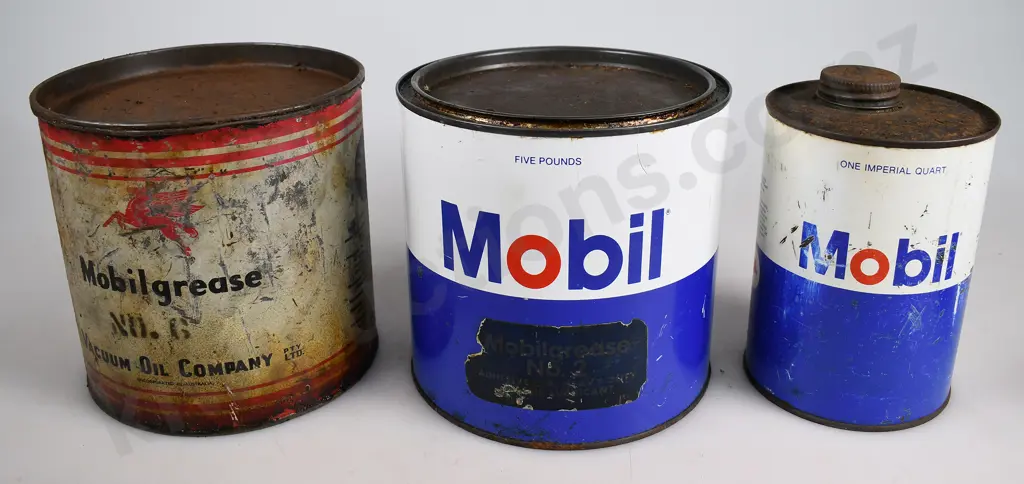 MOBIL GREASE & OIL TINS Image 1++