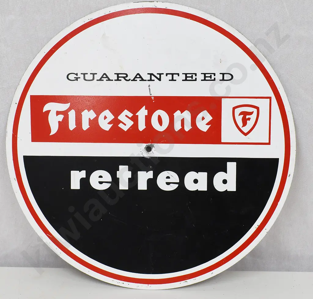 FIRESTONE RETRED/DELUXE CHAMPION TIN SIGN Image 1++