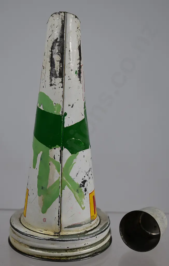 X-100 MOTOR OIL PRESSED TIN BOTTLE POURER & CAP Image 1++