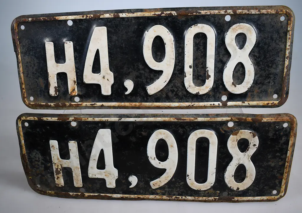 NZ HEAVY TRUCK NUMBER PLATES, H4-908, 1951-1956 Image 1++