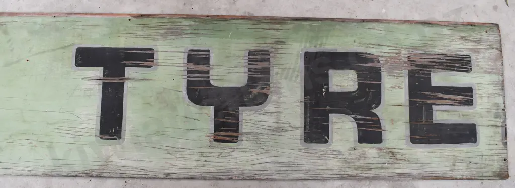 WOODEN TYRES SIGNS 1950'S CHRISTCHURCH Image 1++
