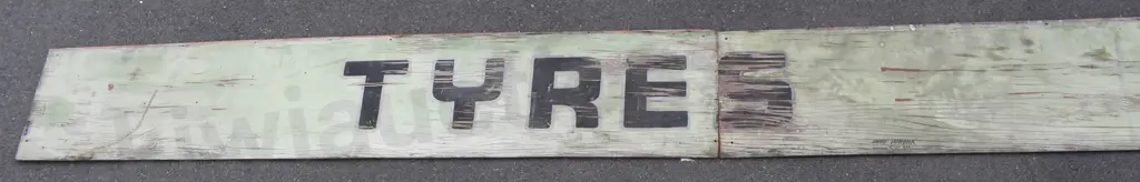 WOODEN TYRES SIGNS 1950'S CHRISTCHURCH Image 1++