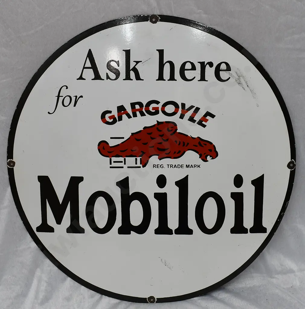 GARGOYLE MOBILOIL ENAMEL SIGN Image 1++