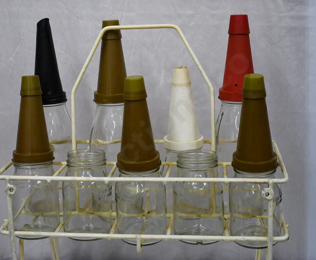 OIL BOTTLES AND STORAGE RACK Image 1++