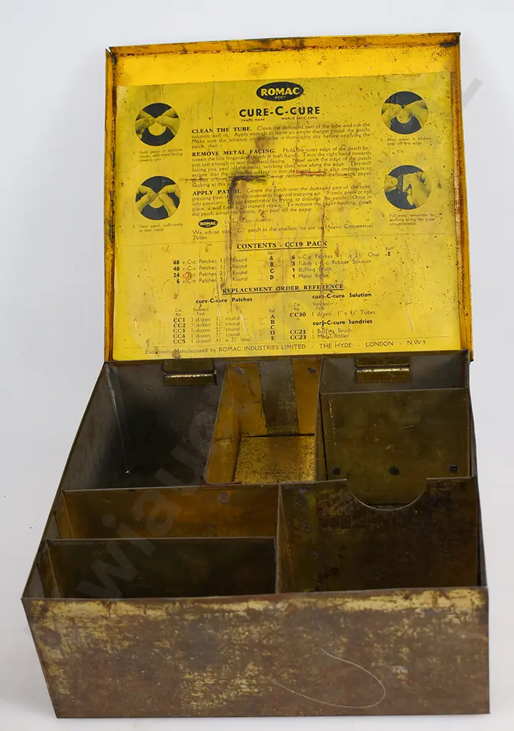 ROMAC CURE - C - CURE TYRE PATCH TIN & SPEAKER MATCH PATCH PACKET Image 1++