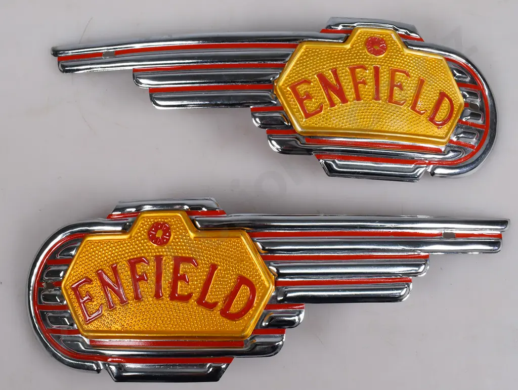 PAIR ROYAL ENFIELD MOTORCYCLE TANK BADGES Image 1++