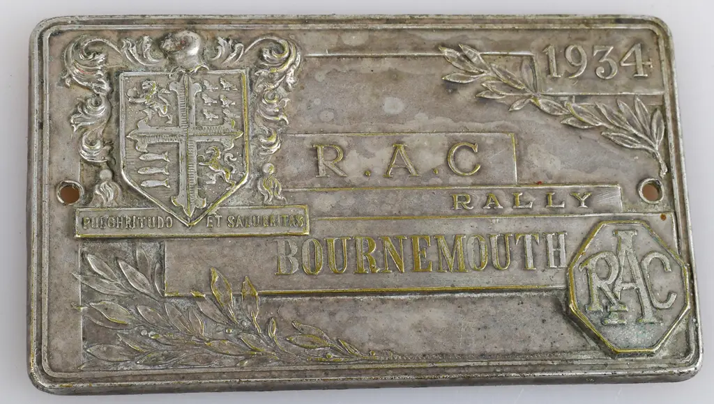 RARE RAC RALLY BADGE BOURNEMOUTH 1934 Image 1++
