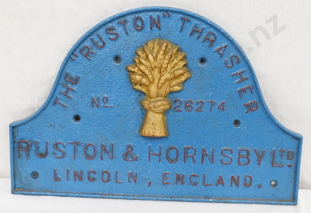 RUSTON & HORNSBY THRASHER MAKERS PLATE Image 1++