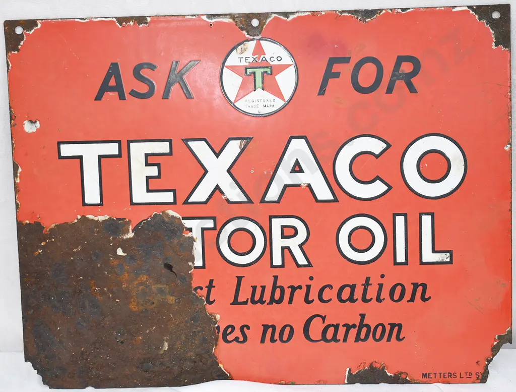 TEXACO MOTOR OIL ENAMEL SIGN Image 1++