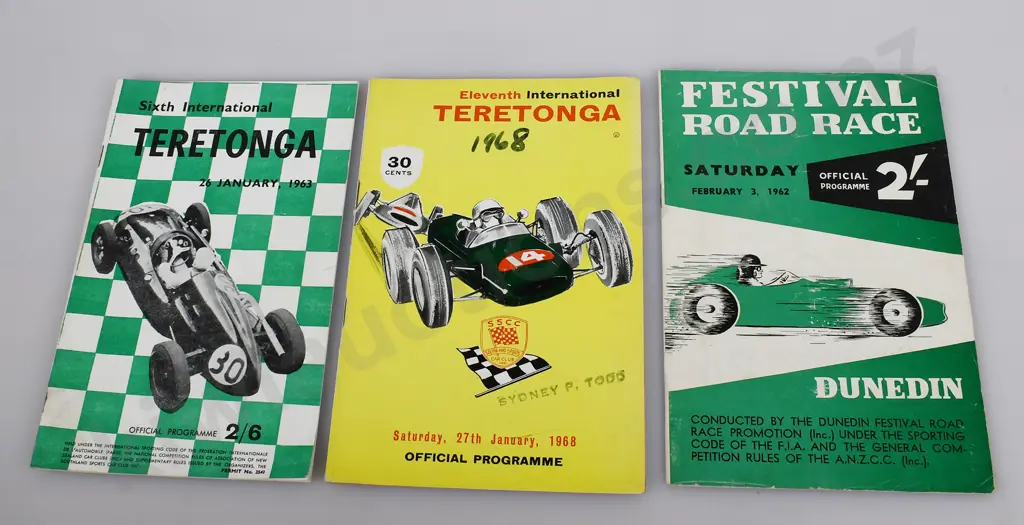 MOTOR RACE PROGRAMMES, LADY WIGRAM, TERETONGA, DUNEDIN FESTIVAL Image 1++