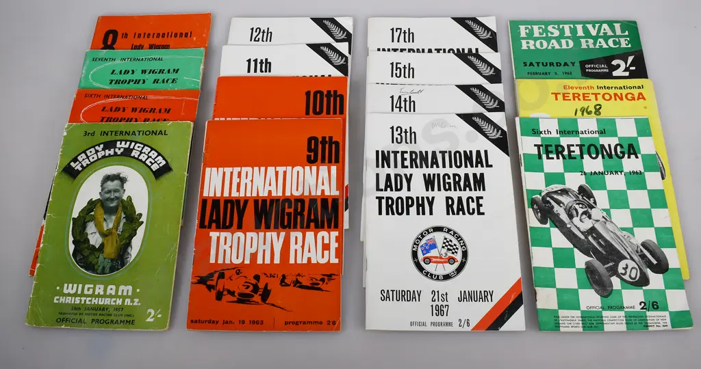 MOTOR RACE PROGRAMMES, LADY WIGRAM, TERETONGA, DUNEDIN FESTIVAL Image 1++