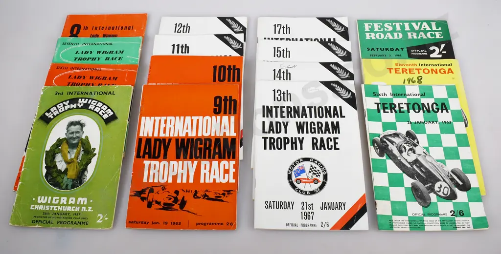 MOTOR RACE PROGRAMMES, LADY WIGRAM, TERETONGA, DUNEDIN FESTIVAL Image 1++
