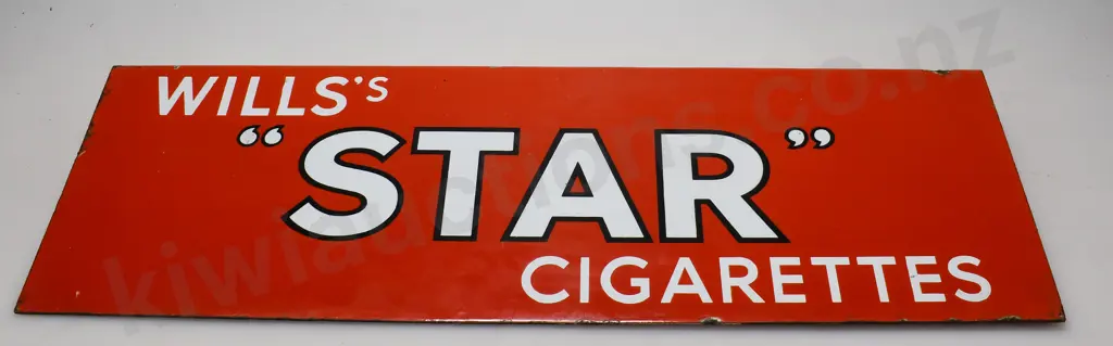 WILL'S STAR CIGARETTES DOUBLE SIDED ENAMEL SIGN Image 1++