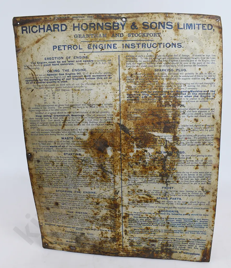 HORNSBY INTRUCTION SIGN Image 1++