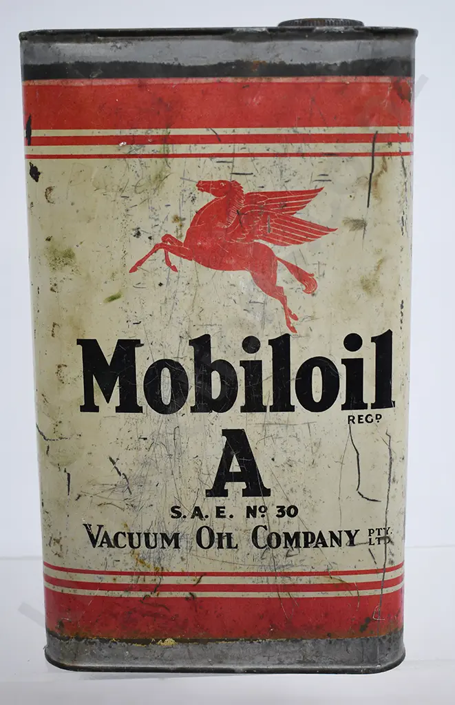 MOBILOIL A S.A.E. 30 OIL TIN, VACUUM OIL COMPANY Image 1++