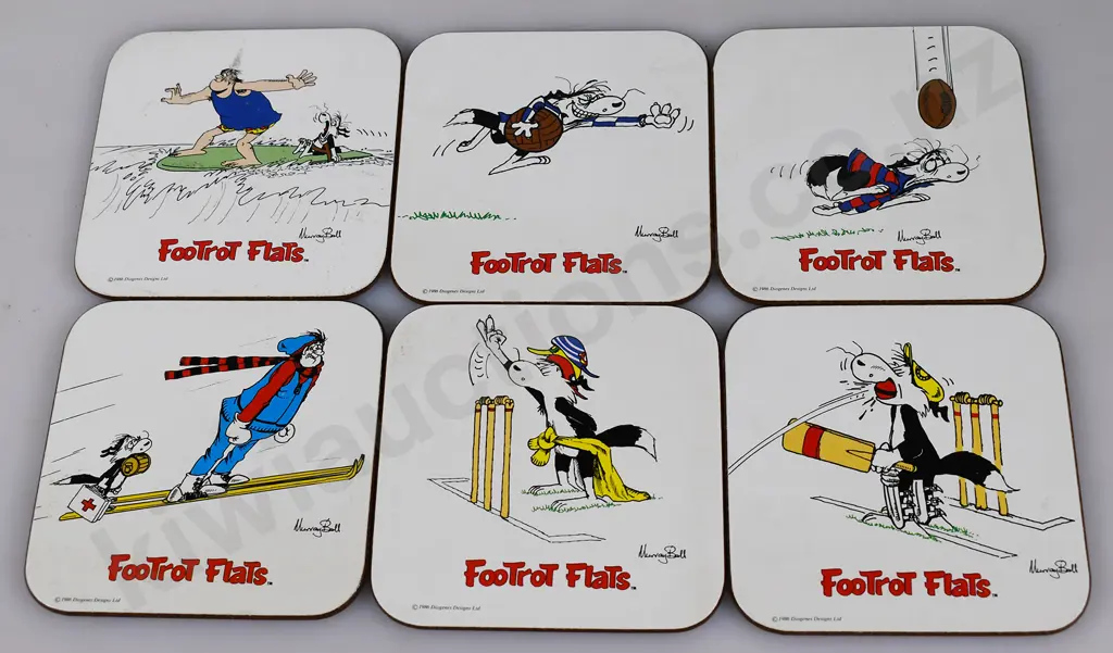 1986 FOOTROT FLATS RUGBY GLASS SET IN ORIGINAL BOX Image 1++