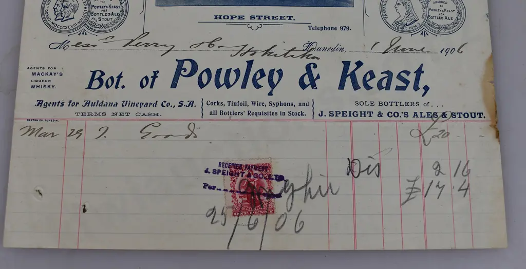 POWLEY & KEAST, STRACHAN DUNEDIN INVOICES Image 1++