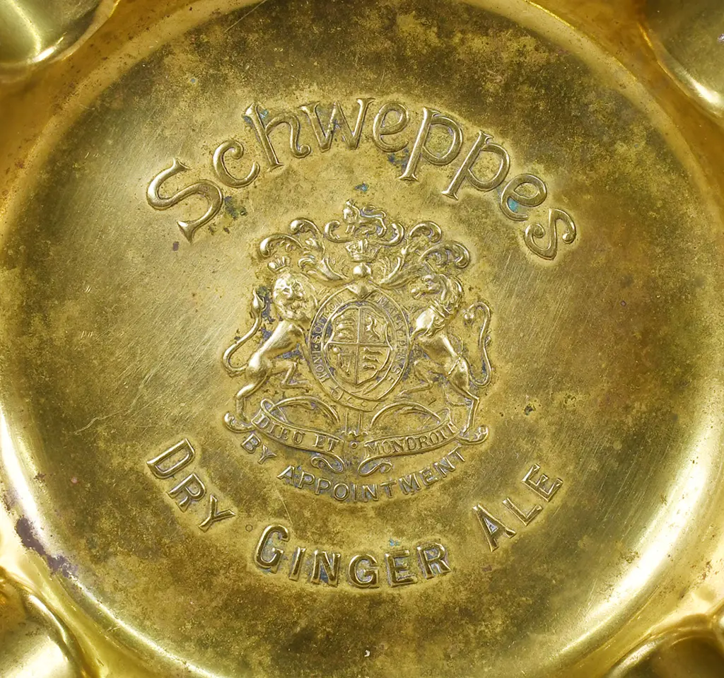 SCHWEPPES DRY GINGER ALE BRASS ASHTRAY Image 1++
