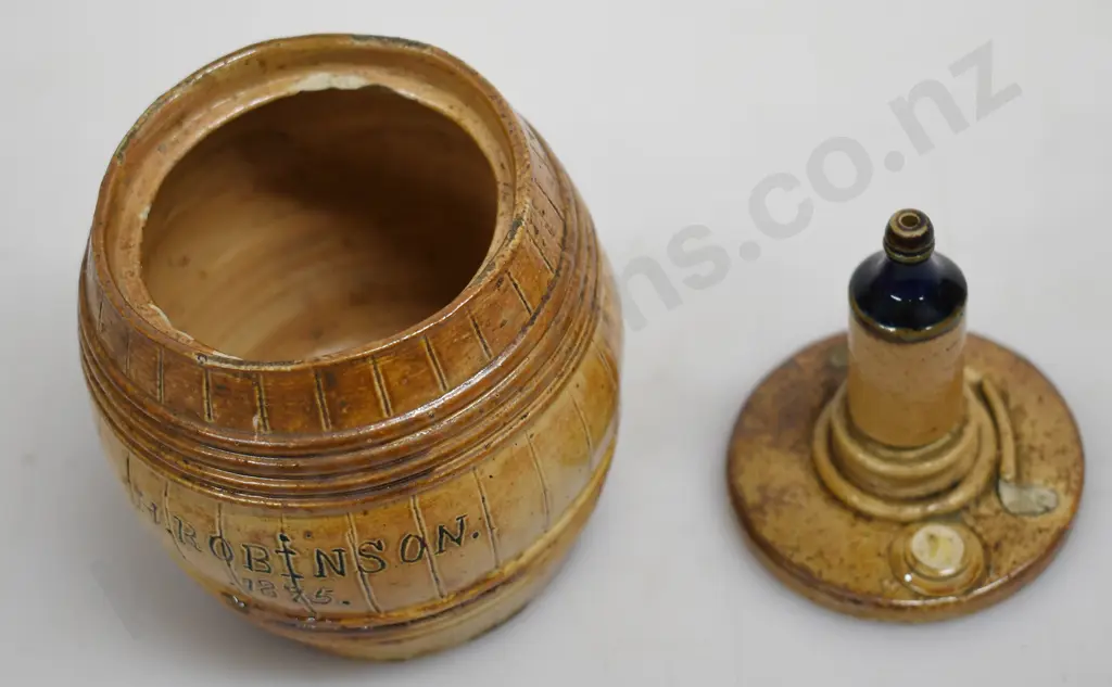 H ROBINSON 1875 STONEWARE BARREL Image 1++