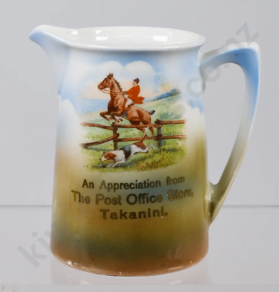 HUNTING SCENE ADVERTISING JUG, TAKANINI Image 1++