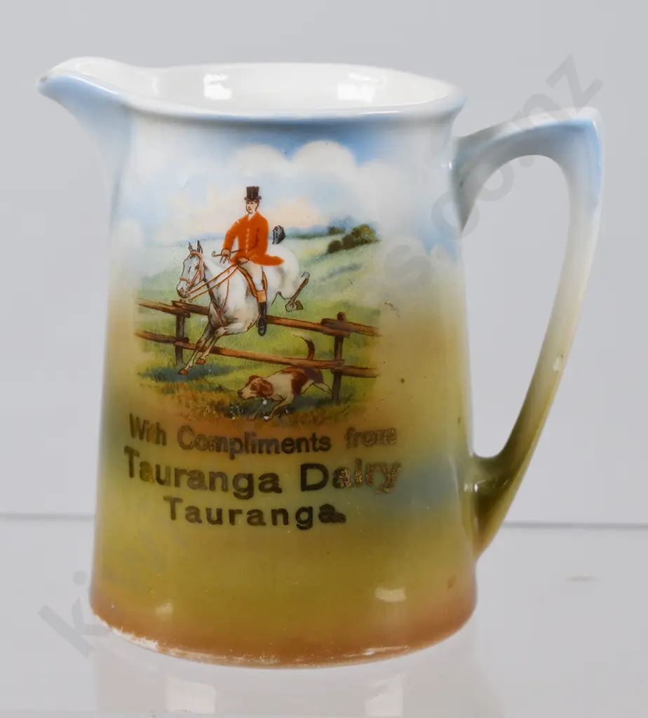 HUNTING SCENE ADVERTISING JUG, TAURANGA Image 1++