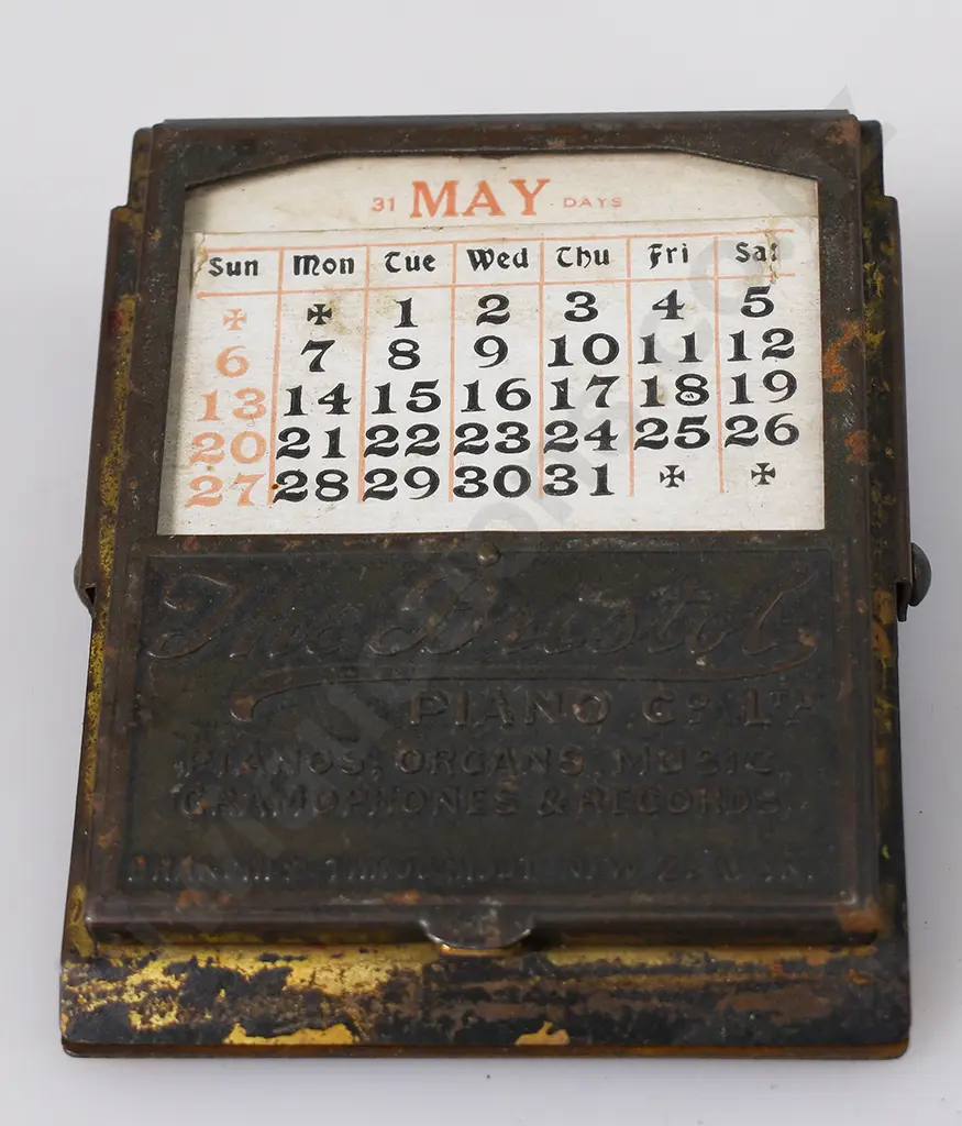 THE BRISTOL PIANO CO PERPETUAL DESK CALANDER/CLIP Image 1++