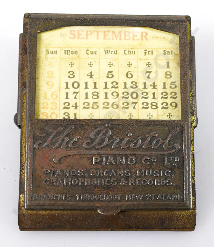 THE BRISTOL PIANO CO PERPETUAL DESK CALANDER/CLIP Image 1++