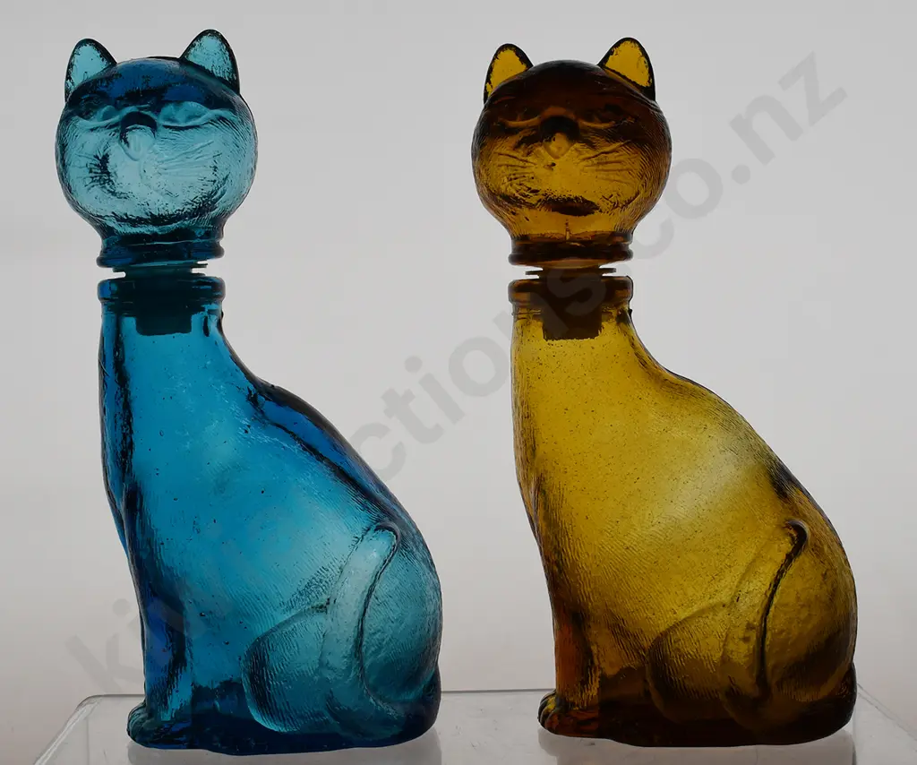 PAIR OF GENIE GLASS CAT BOTTLES Image 1++