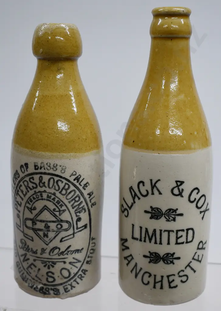 PETERS & OSBORNE NELSON, SLACK & COX MANCHESTER STONEWARE BOTTLES Image 1++