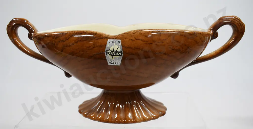 TITIAN B102 DOUBLE HANBLE VASE/BOWL WOODGRAIN Image 1++