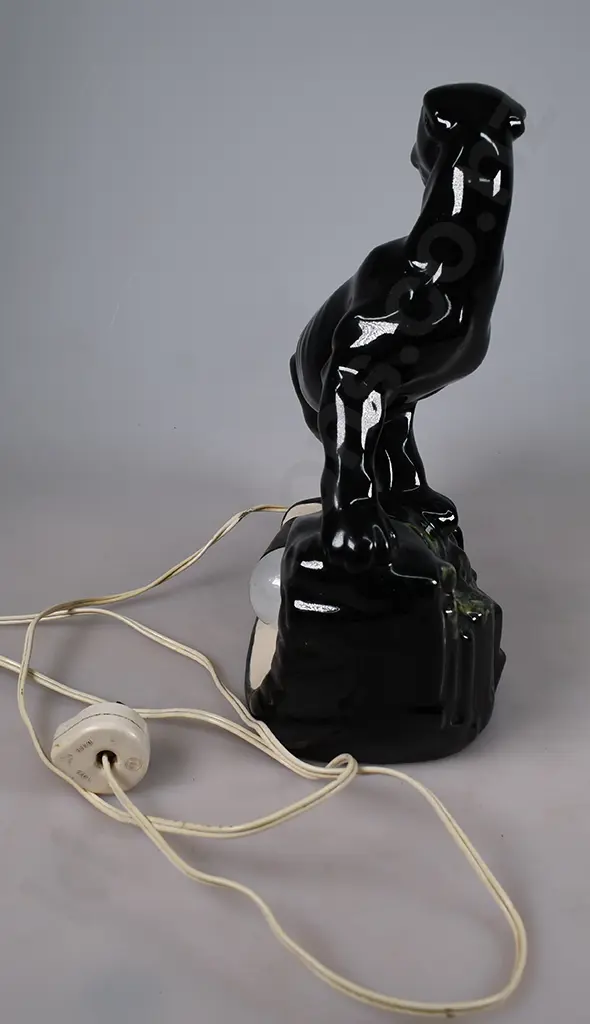 TITIAN POTTERY NEW ZEALAND STUDIO POTTERY PANTHER TV LAMP Image 1++