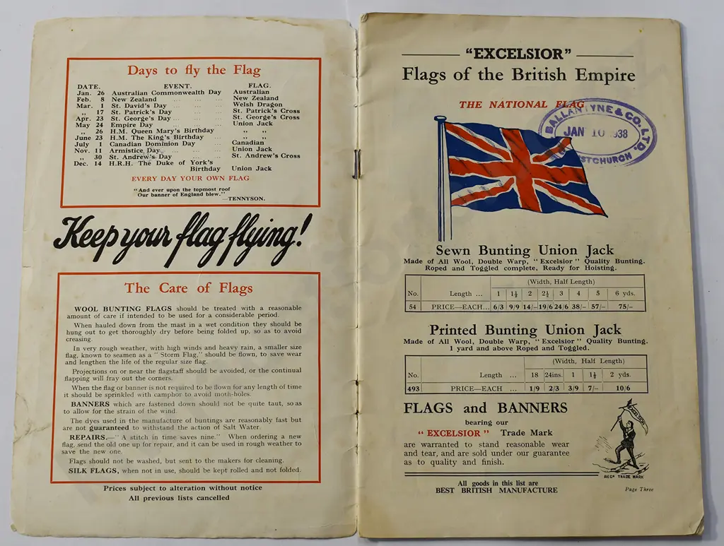EXCELSIOR FLAGS BANNERS AND DECORATIONS TRADE CATALOGUE Image 1++
