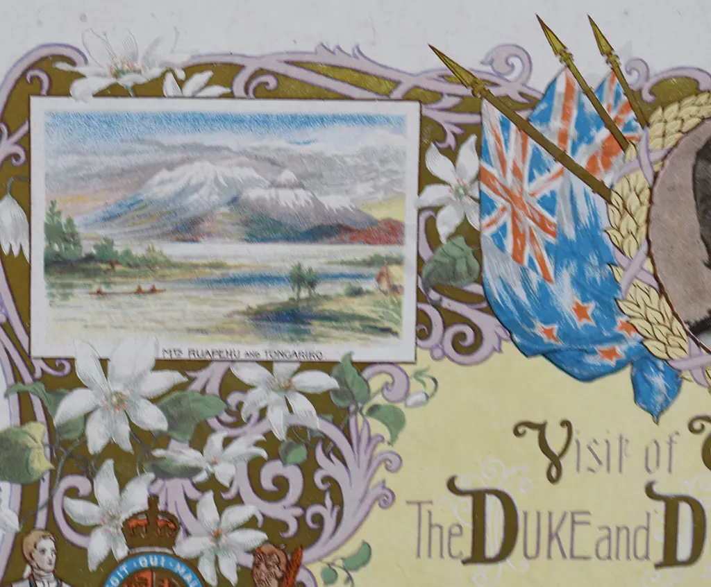 LITHOGRAPH DUKE AND DUCHESS OF CORNWELL AND YORK TO NEW ZEALAND 1901 Image 1++