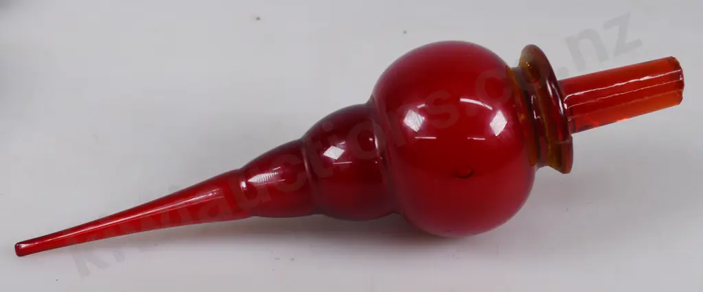 RED GLASS GENIE BOTTLE & STOPPER Image 1++