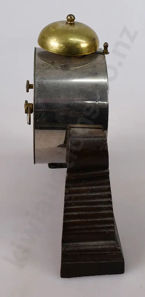 ANSONIA ALARM CLOCK IN CAST METAL STAND Image 1++