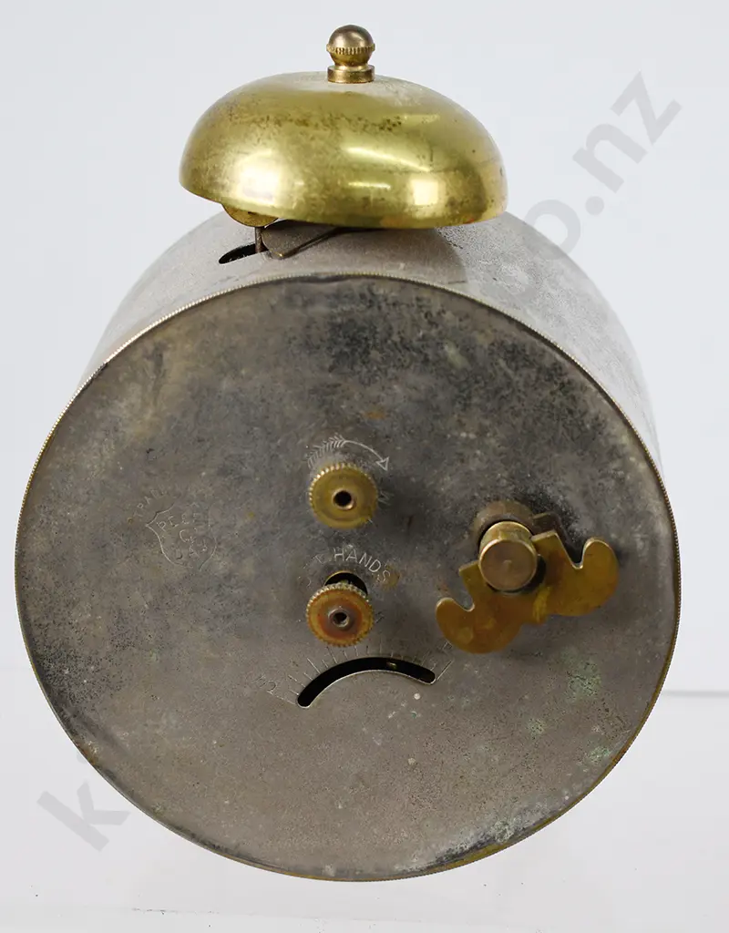 ANSONIA ALARM CLOCK IN CAST METAL STAND Image 1++