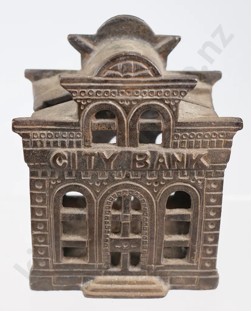 CAST IRON CITY BANK MONEY BANK Image 1++