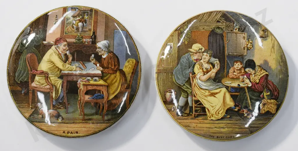 PRATTWARE POT LIDS, A PAIR, THE BEST CARD Image 1++