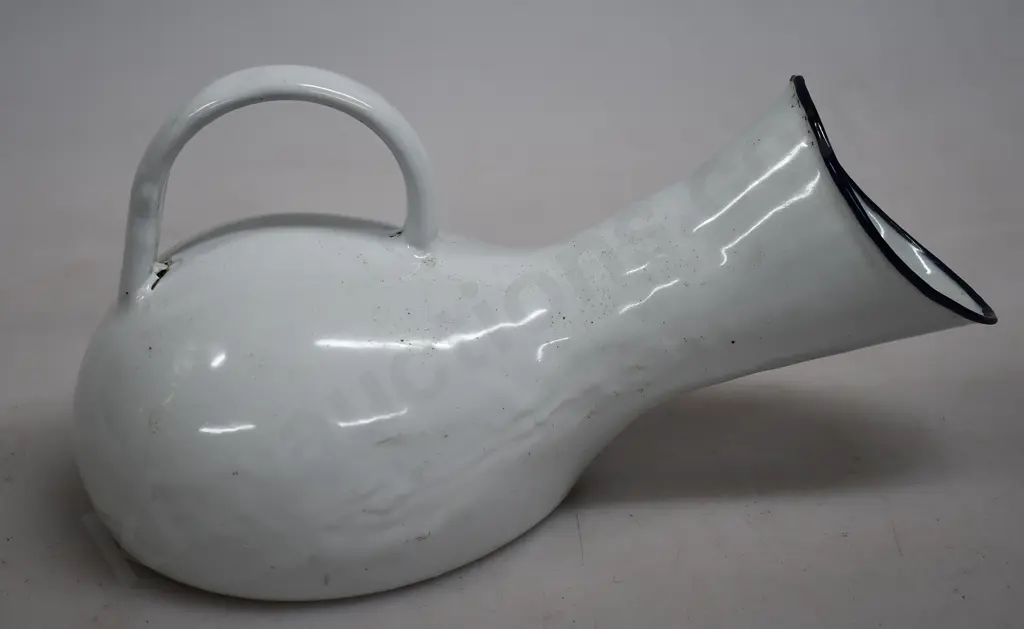 BRASS BLOW TORCH, BRASS VASE & ENAMEL BED PAN Image 1++