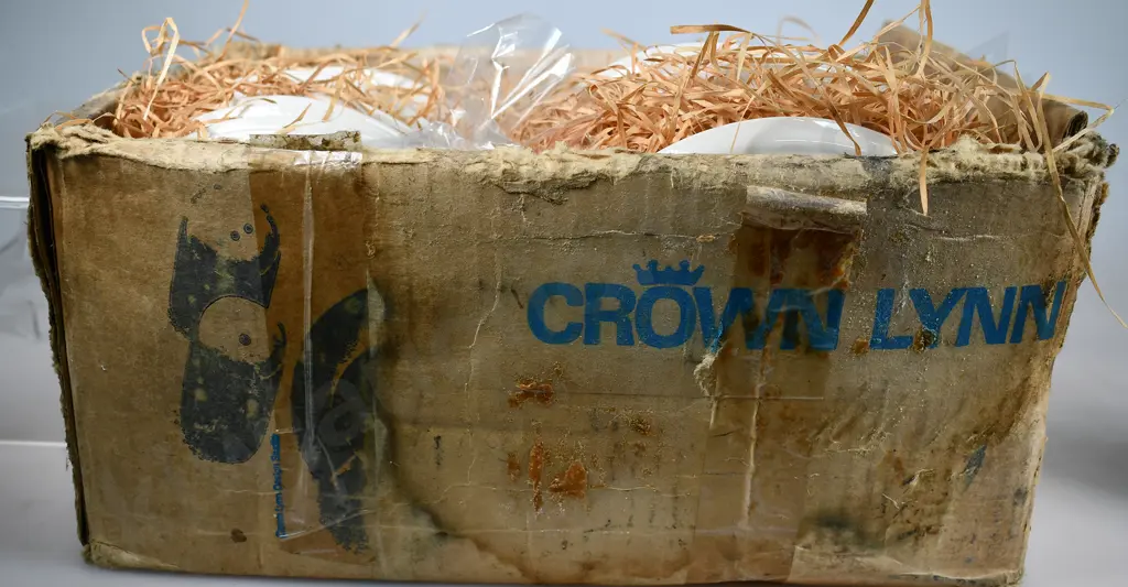 ORIGINAL CARTON OF NZR CROWN LYNN SAUCERS Image 1++