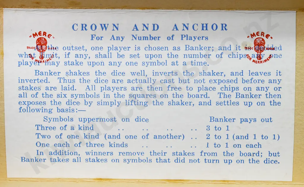 CROWN AND ANCHOR GAMBLING GAME Image 1++